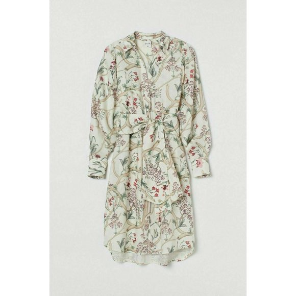 JOHANNA ORTIZ H&M COLLABORATION FLORAL LINEN SHIRT DRESS SIZE LARGE - Picture 2 of 10